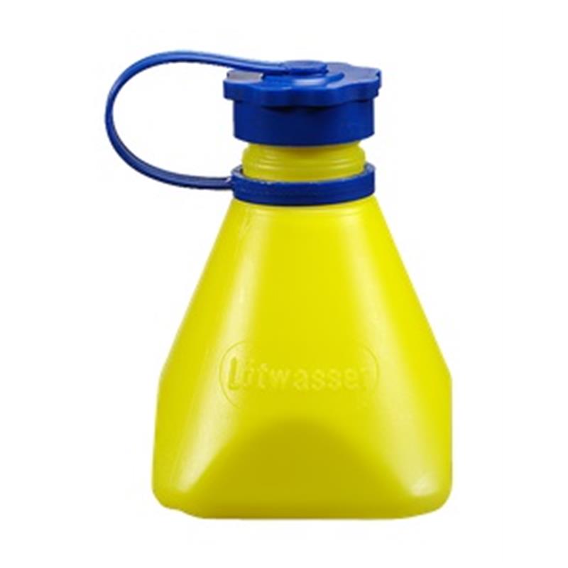 Flesje v. soldeervlst, geel, met uitloopstop