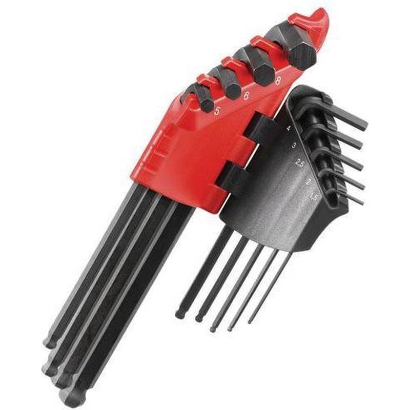 Inbus-set haaks 9-dlg, 6-kant, bolkop