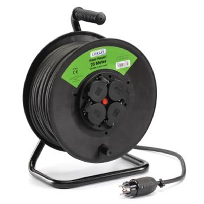 WT kabelhaspel 25m, IP44, 4 stopcontacten