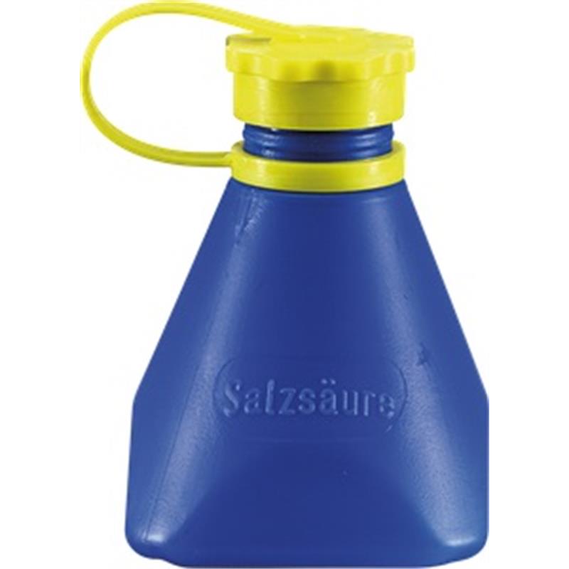 Flesje v. zoutzuur,blauw, met uiloopstop