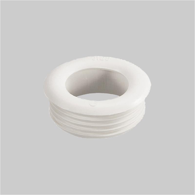 Spoelaansl. rubber  Ø60xØ40 wit