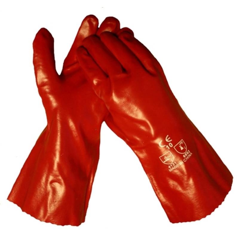 PVC/Rubber werkhandsch. rood 35 cm